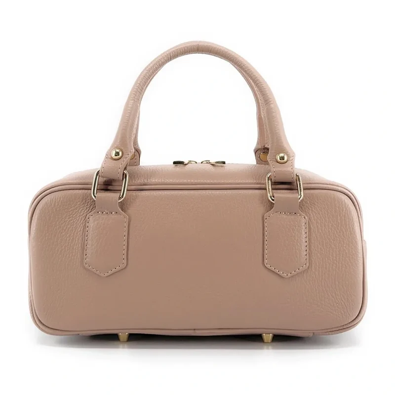 Sac bowling french stick en cuir grainé I LOAF YOU Rose nude