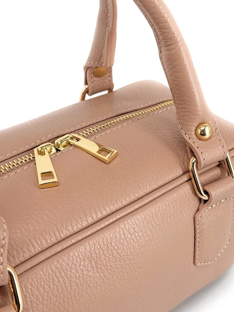 Sac bowling french stick en cuir grainé I LOAF YOU Rose nude