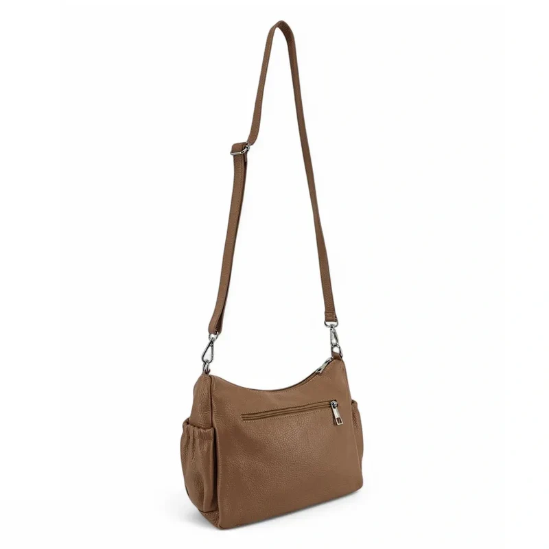Sac à main en cuir grainé BROOKLYN Taupe foncé