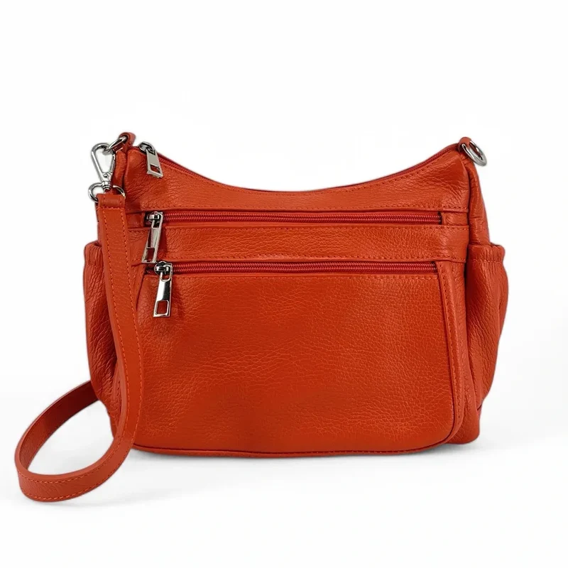 Sac à main en cuir grainé BROOKLYN Orange Mandarine