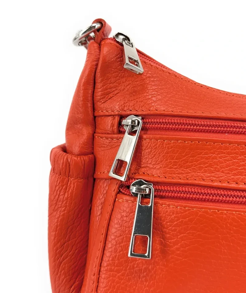 Sac à main en cuir grainé BROOKLYN Orange Mandarine