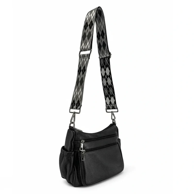 Sac à main en cuir grainé BROOKLYN Noir