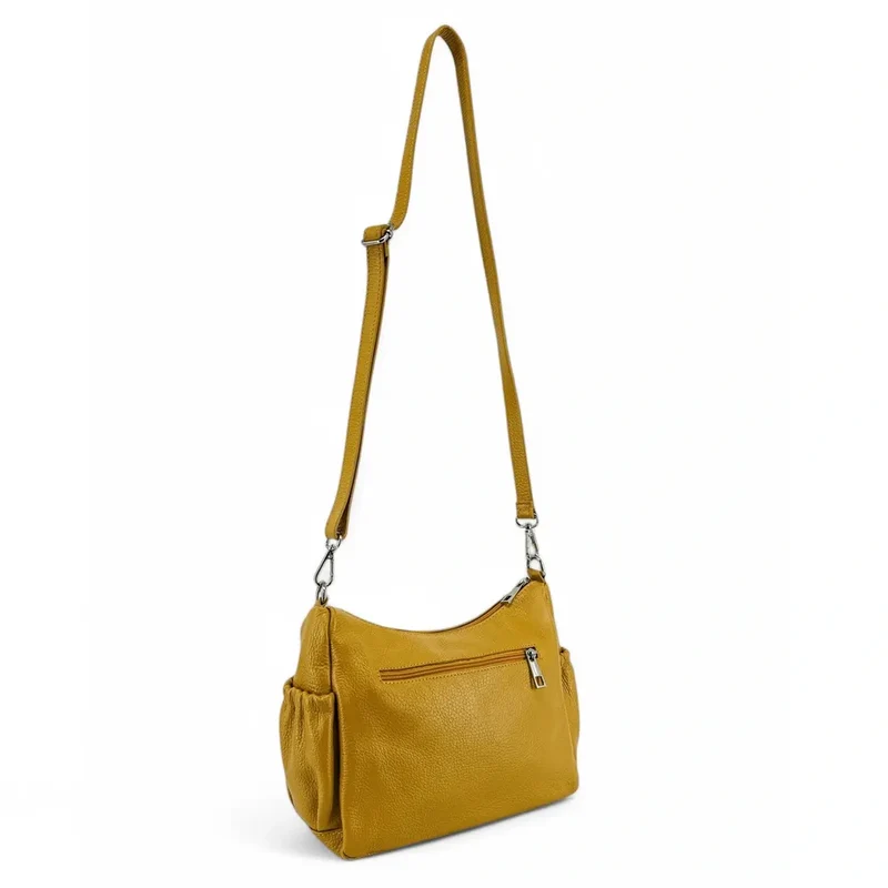 Sac à main en cuir grainé BROOKLYN Jaune Moutarde