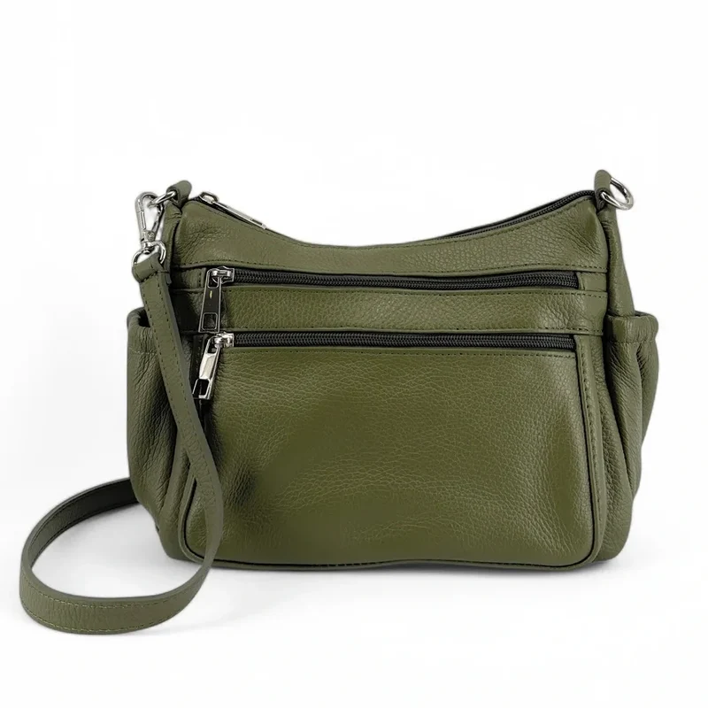 Sac à main en cuir grainé BROOKLYN Vert Kaki