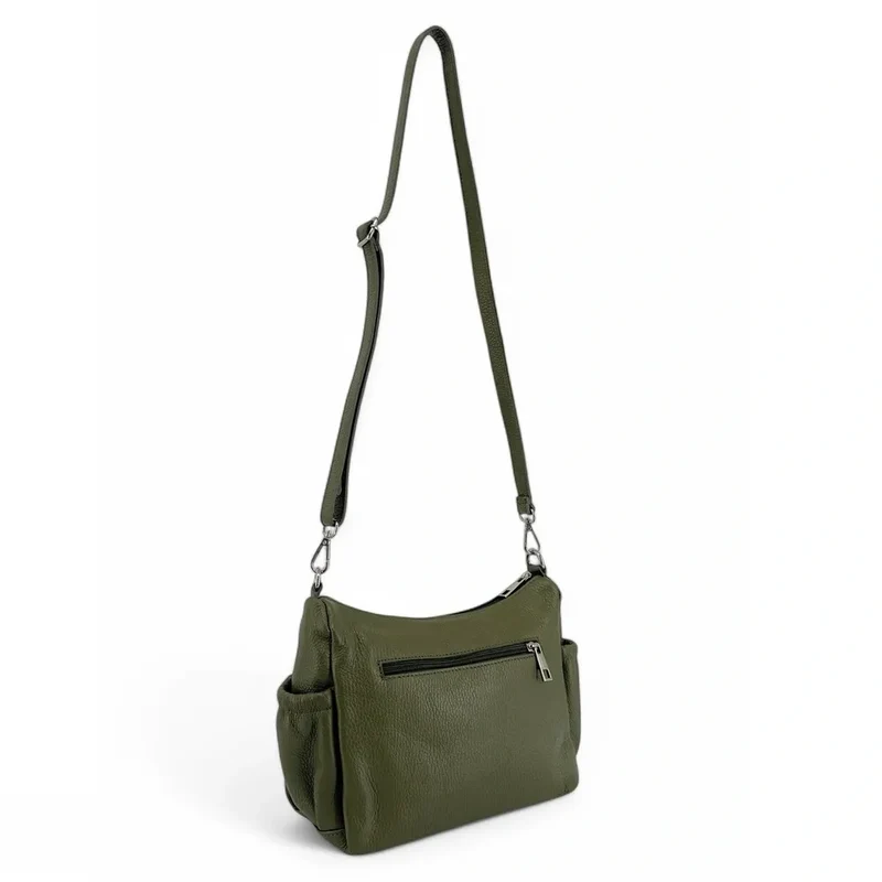 Sac à main en cuir grainé BROOKLYN Vert Kaki