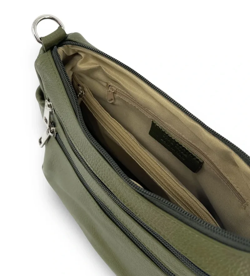 Sac à main en cuir grainé BROOKLYN Vert Kaki
