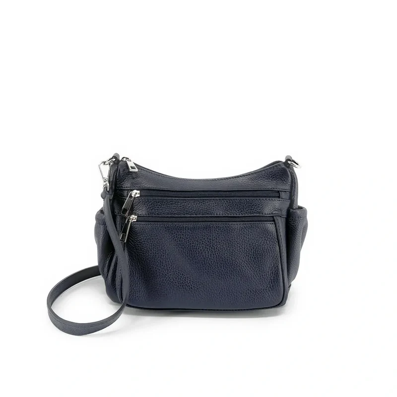 Sac à main en cuir grainé BROOKLYN Bleu marine