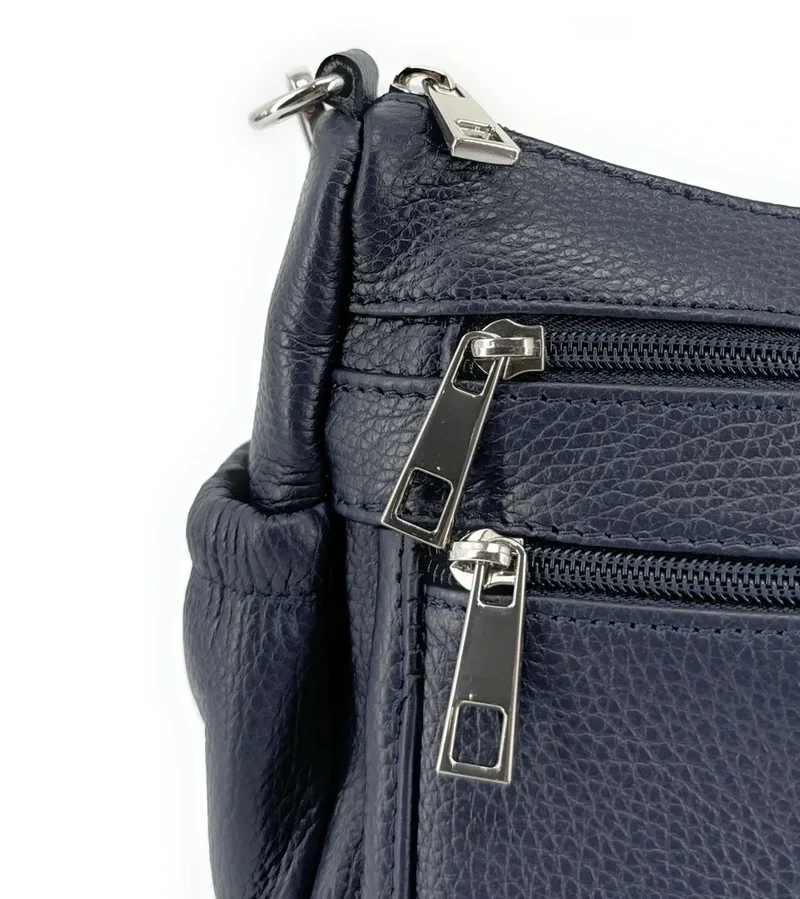 Sac à main en cuir grainé BROOKLYN Bleu marine