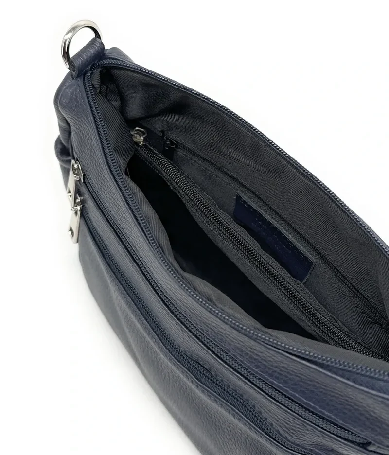 Sac à main en cuir grainé BROOKLYN Bleu marine