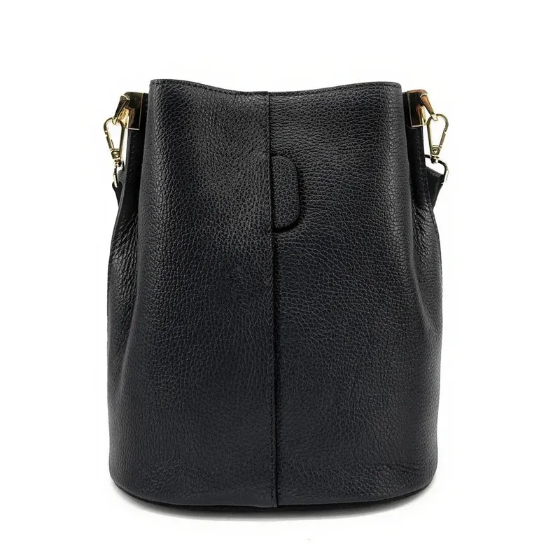 Sac seau en cuir grainé GEORGIA Noir