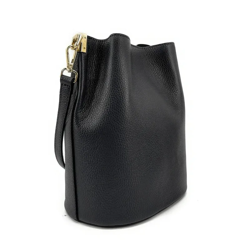 Sac seau en cuir grainé GEORGIA Noir