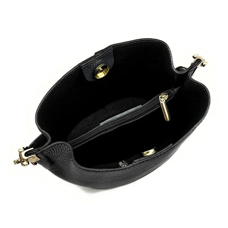 Sac seau en cuir grainé GEORGIA Noir