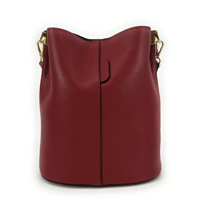 Sac seau en cuir grainé GEORGIA Rouge bordeaux