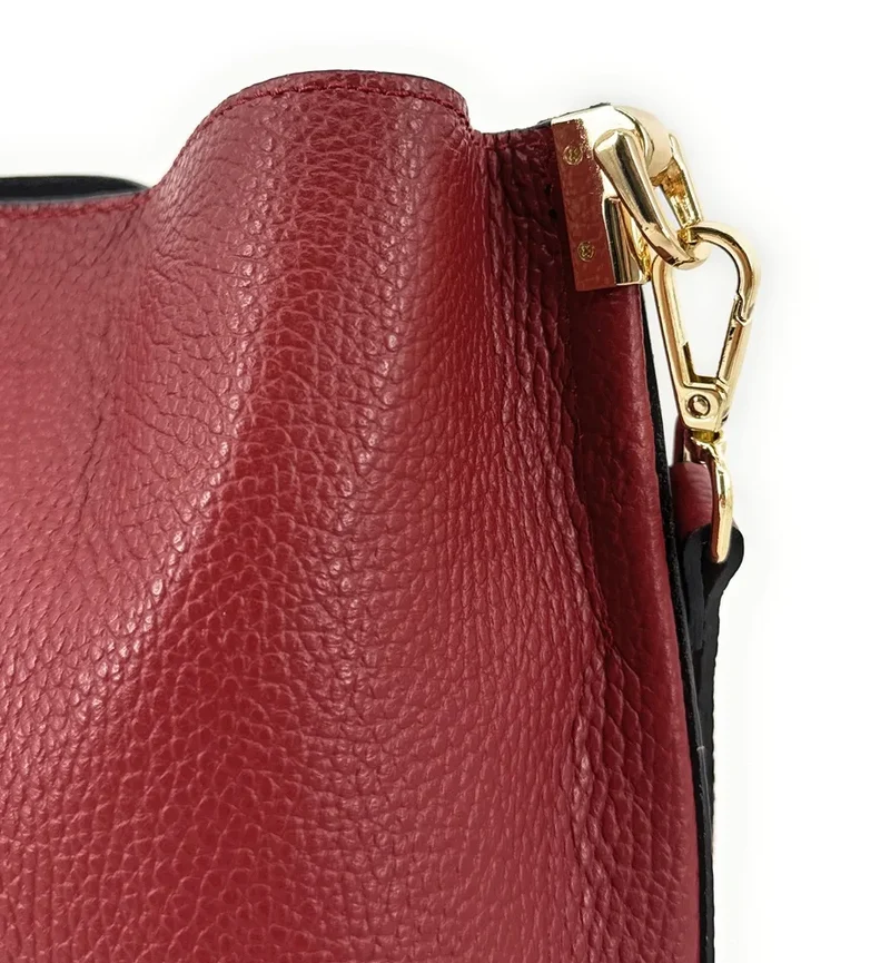 Sac seau en cuir grainé GEORGIA Rouge bordeaux