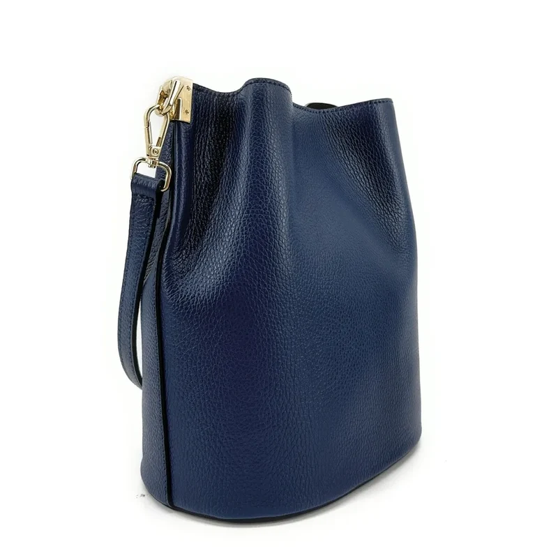 Sac seau en cuir grainé GEORGIA Bleu marine