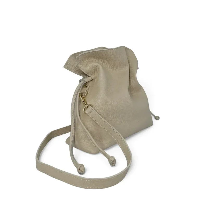 Sac bourse en cuir grainé DOONA Taupe clair