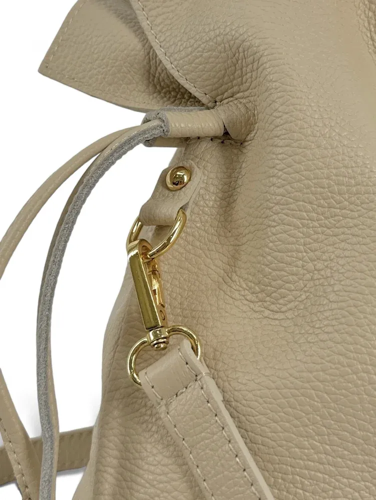 Sac bourse en cuir grainé DOONA Taupe clair