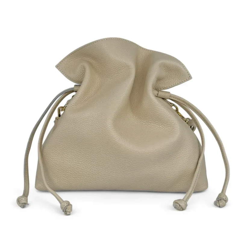 Sac bourse en cuir grainé DOONA Taupe clair