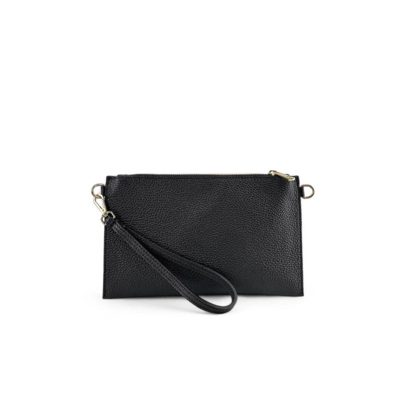 Ensemble sac pochette et porte-cartes en cuir grainé TWICE Noir
