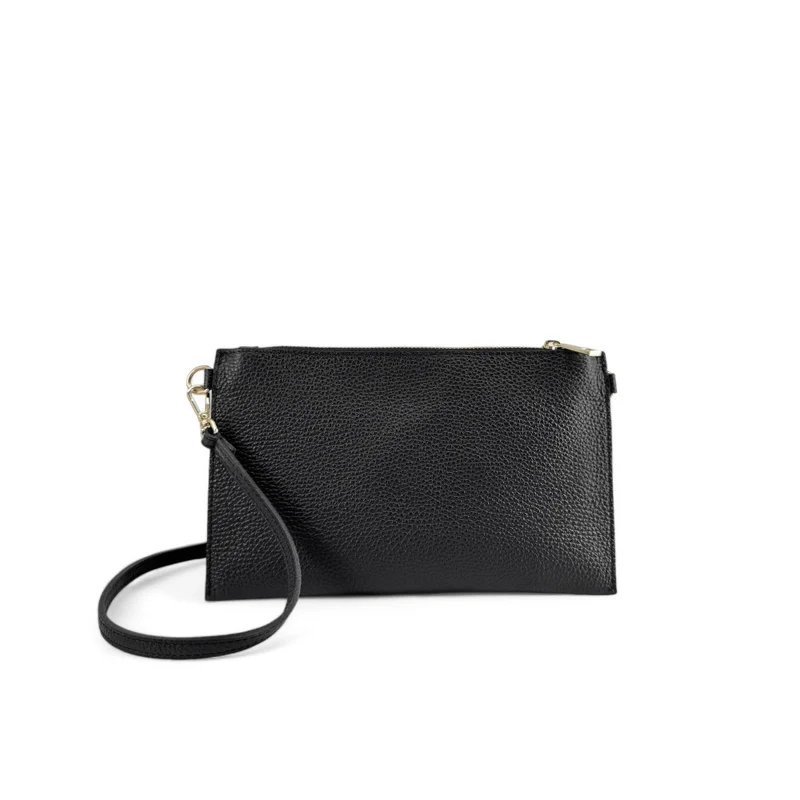 Ensemble sac pochette et porte-cartes en cuir grainé TWICE Noir