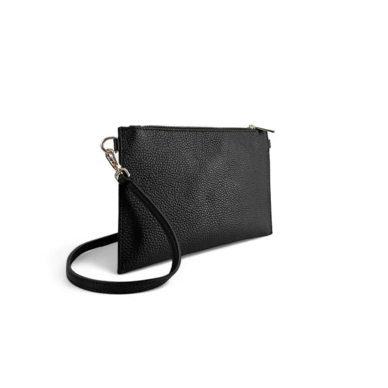 Ensemble sac pochette et porte-cartes en cuir grainé TWICE Noir