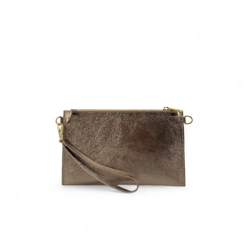 Ensemble sac pochette et porte-cartes en cuir irisé TWICE Champagne irisé