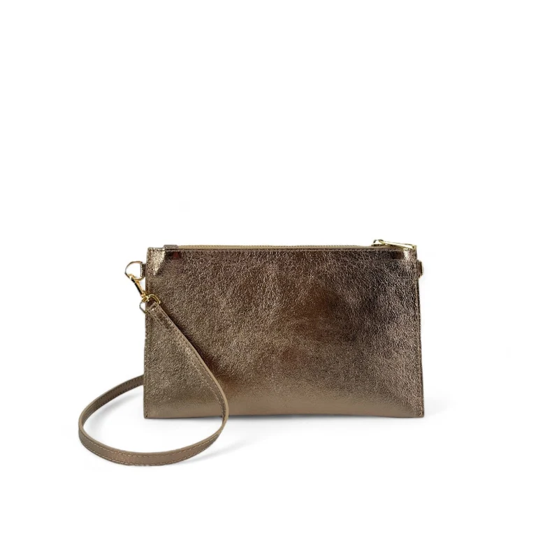 Ensemble sac pochette et porte-cartes en cuir irisé TWICE Champagne irisé