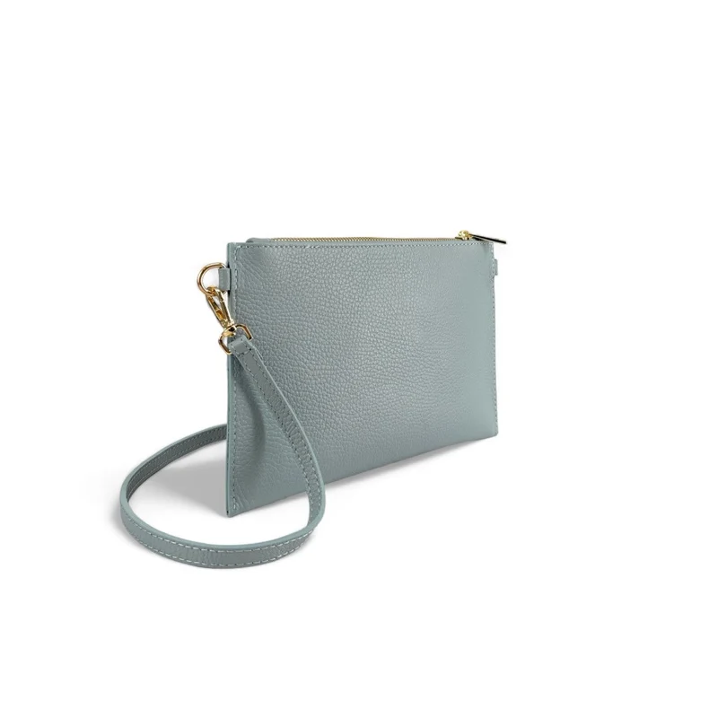 Ensemble sac pochette et porte-cartes en cuir grainé TWICE Bleu pastel
