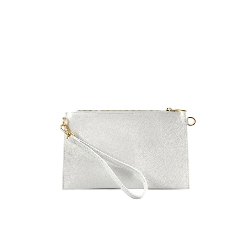 Ensemble sac pochette et porte-cartes en cuir grainé TWICE Blanc