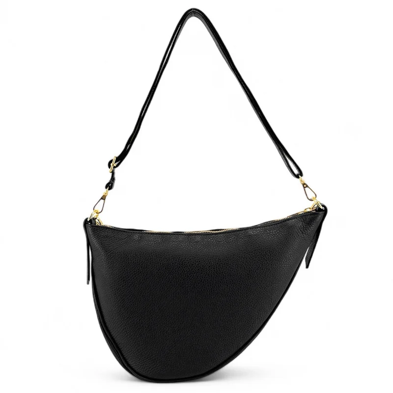 Sac demi-lune en cuir grainé DIANE Noir