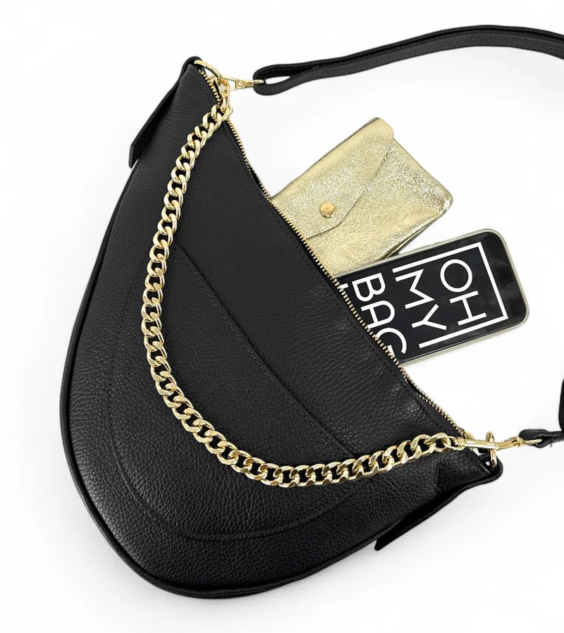 Sac demi-lune en cuir grainé DIANE Noir