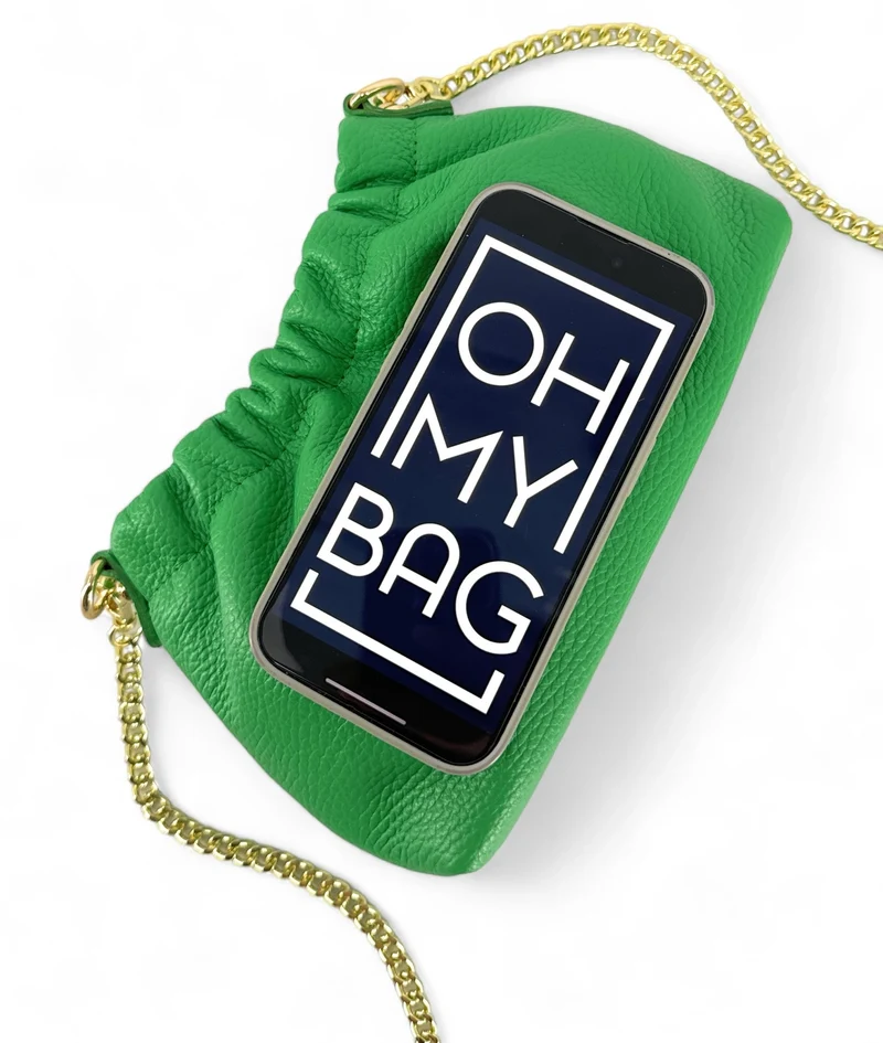 Sac pouch en cuir grainé LA POUCHINETTE Vert anglais