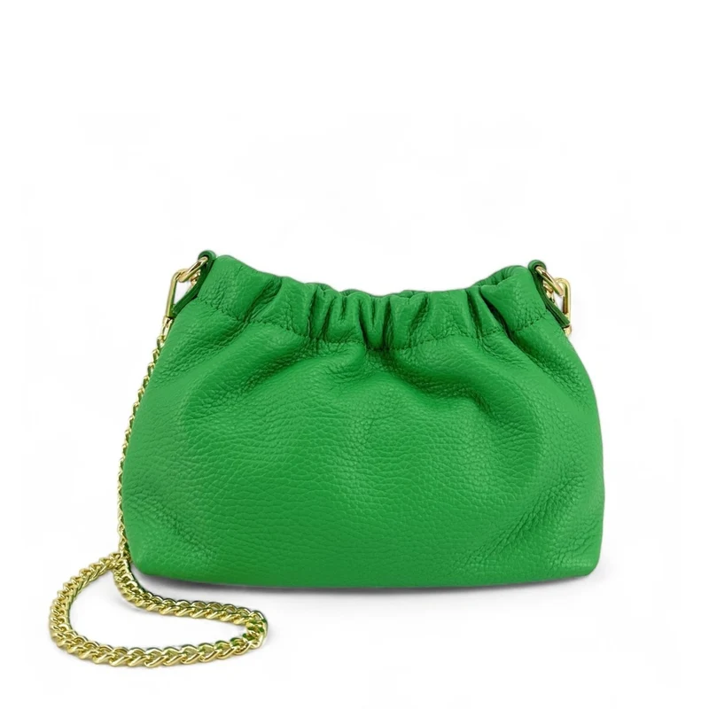 Sac pouch en cuir grainé LA POUCHINETTE Vert anglais