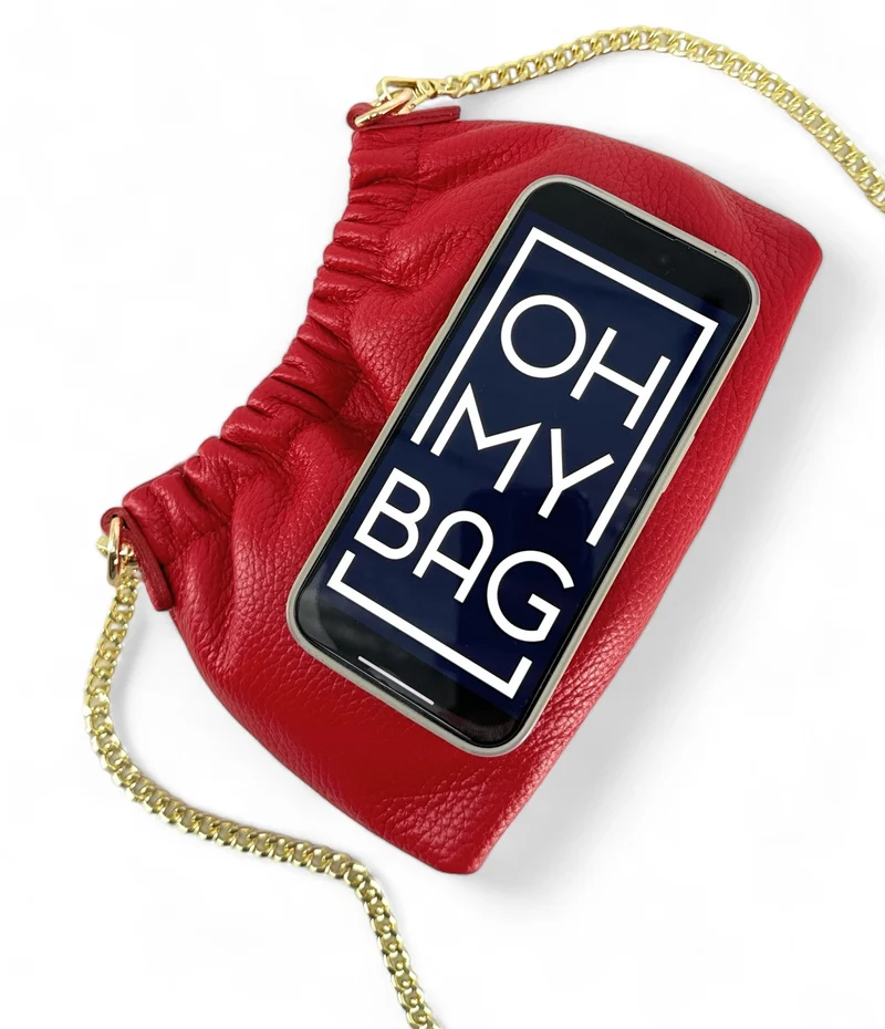 Sac pouch en cuir grainé LA POUCHINETTE Rouge garance