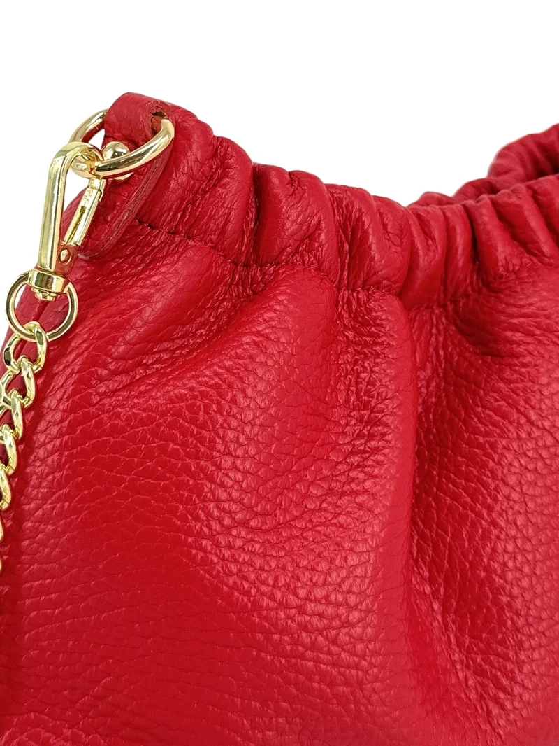 Sac pouch en cuir grainé LA POUCHINETTE Rouge garance