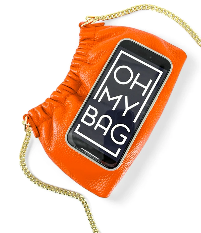 Sac pouch en cuir grainé LA POUCHINETTE Orange