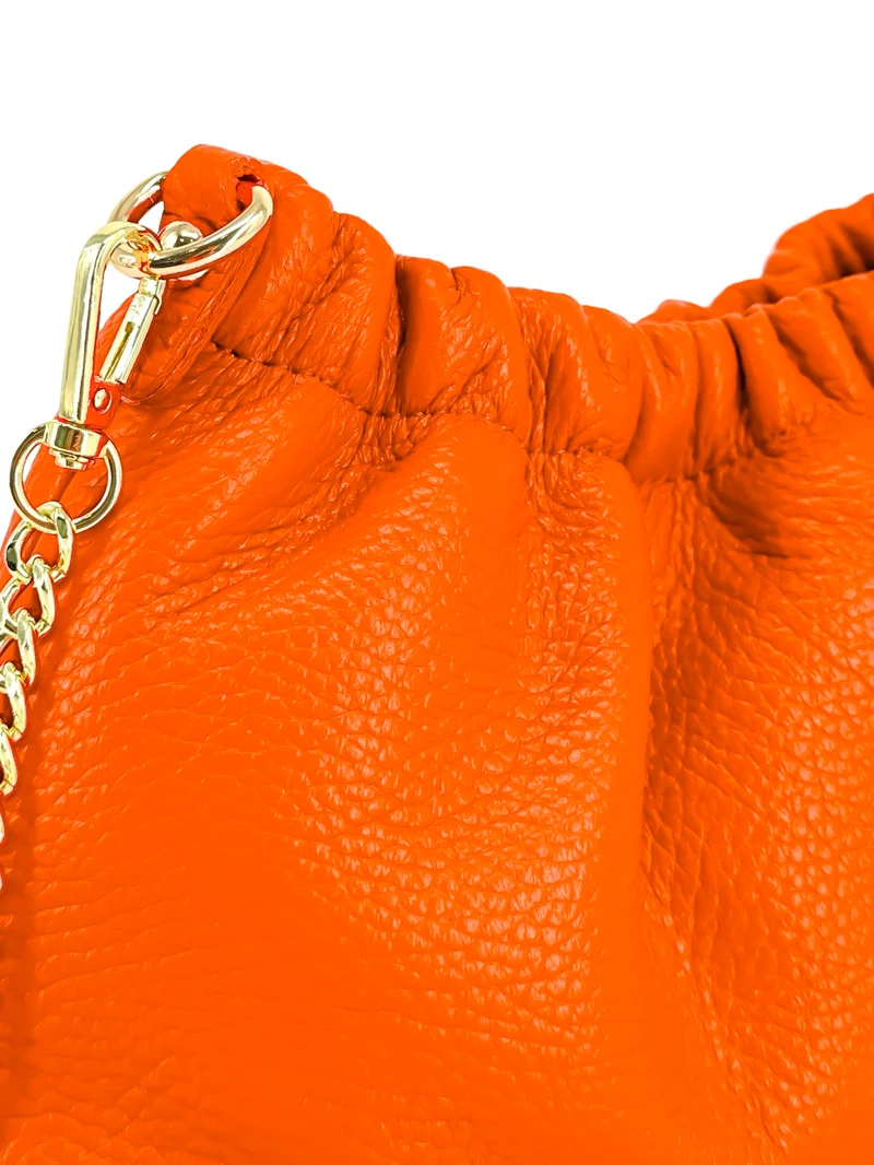 Sac pouch en cuir grainé LA POUCHINETTE Orange