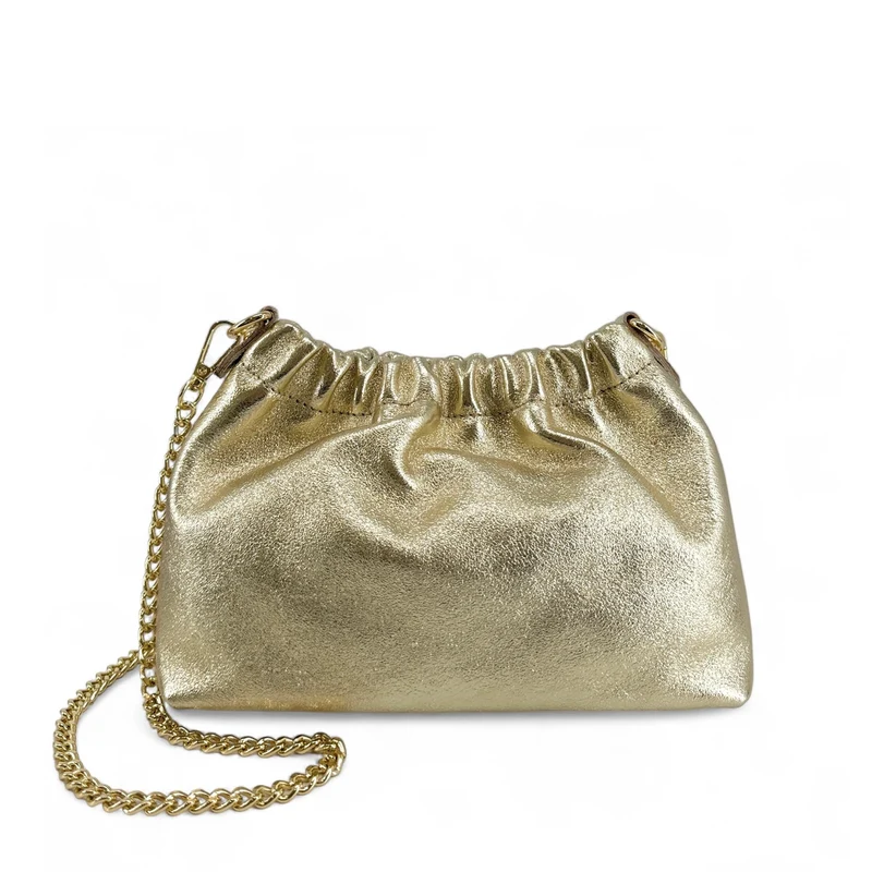 Sac pouch en cuir irisé LA POUCHINETTE Or pâle