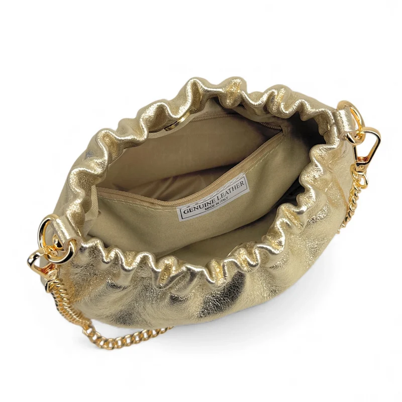 Sac pouch en cuir irisé LA POUCHINETTE Or pâle