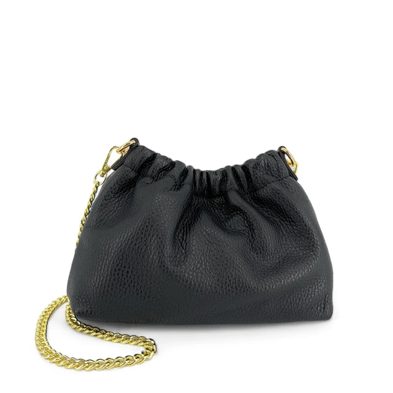 Sac pouch en cuir grainé LA POUCHINETTE Noir