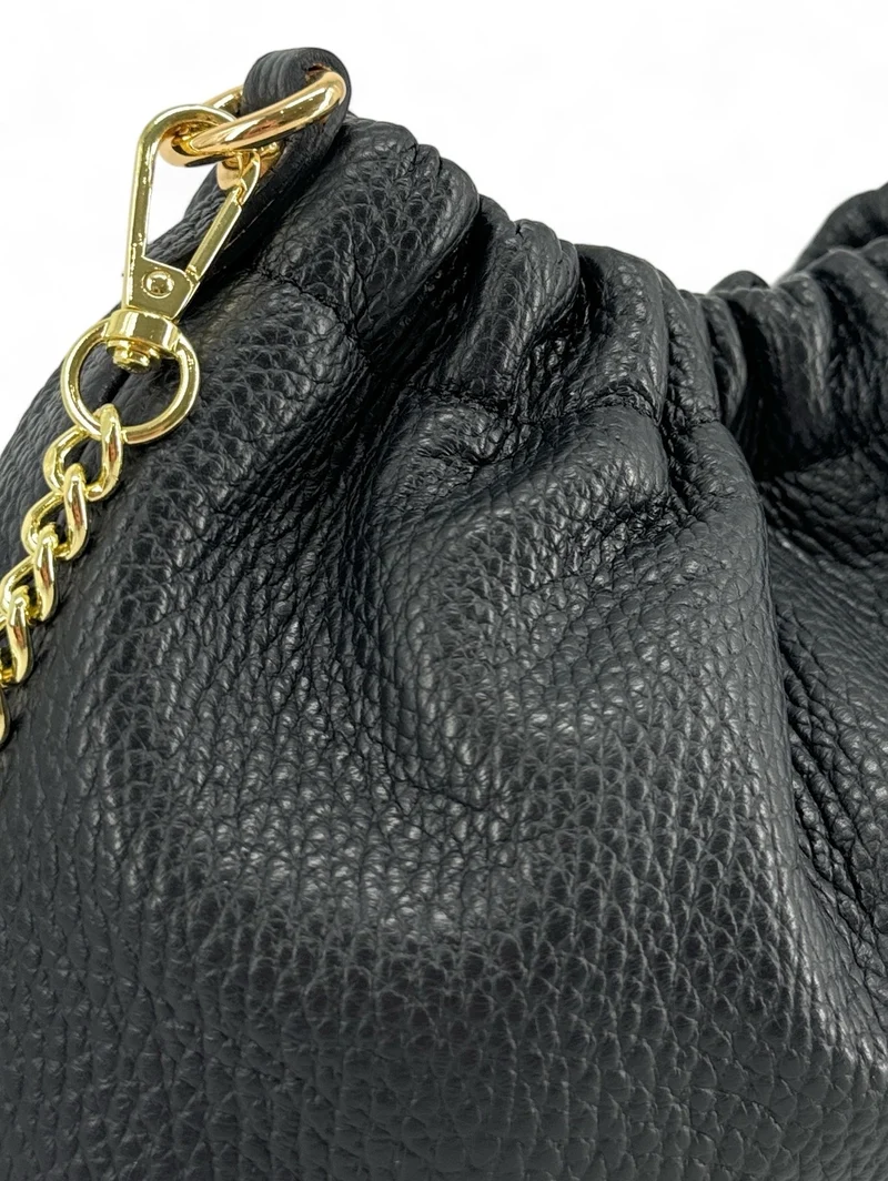 Sac pouch en cuir grainé LA POUCHINETTE Noir