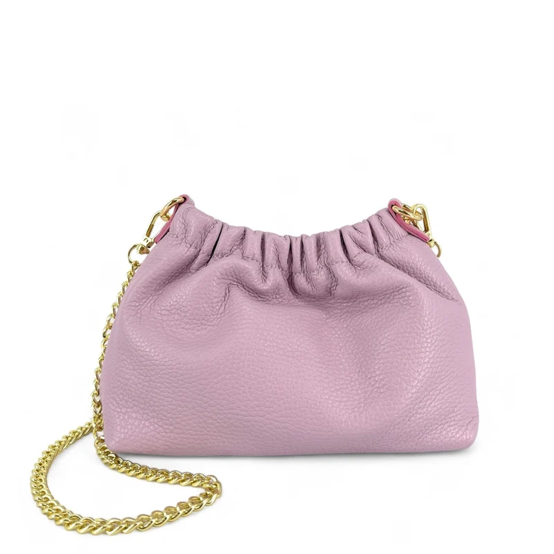Sac pouch en cuir grainé LA POUCHINETTE Mauve