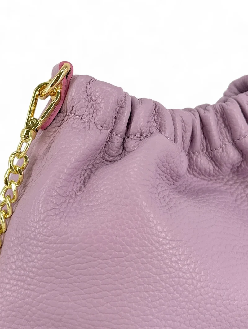 Sac pouch en cuir grainé LA POUCHINETTE Mauve