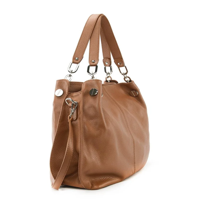 Sac à main en cuir grainé DENZEL Cognac