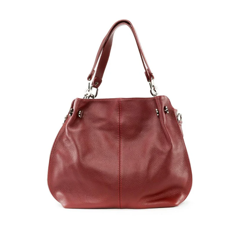 Sac à main en cuir grainé DENZEL Rouge bordeaux