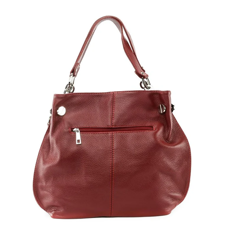 Sac à main en cuir grainé DENZEL Rouge bordeaux