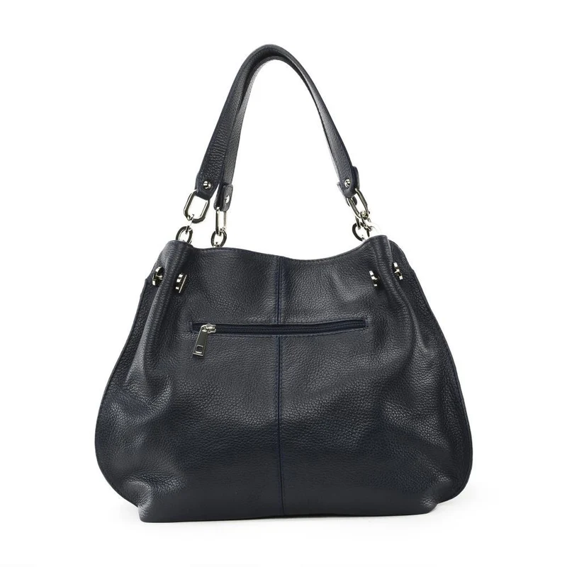 Sac à main en cuir grainé DENZEL Bleu marine