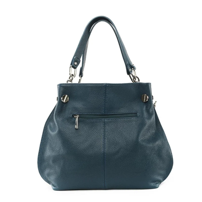 Sac à main en cuir grainé DENZEL Bleu vert canard