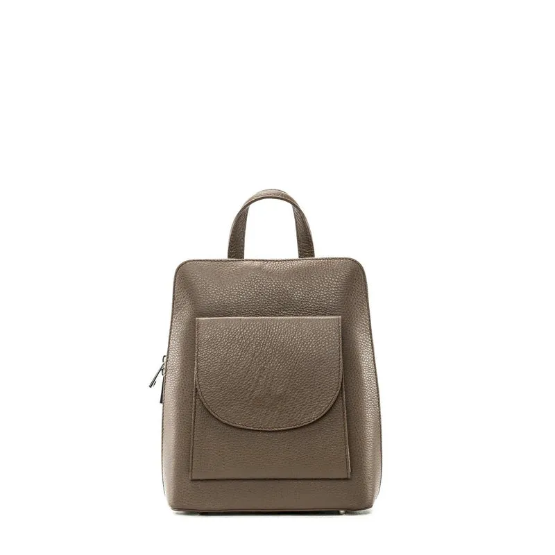 Sac à dos en cuir grainé HAILEY Taupe foncé