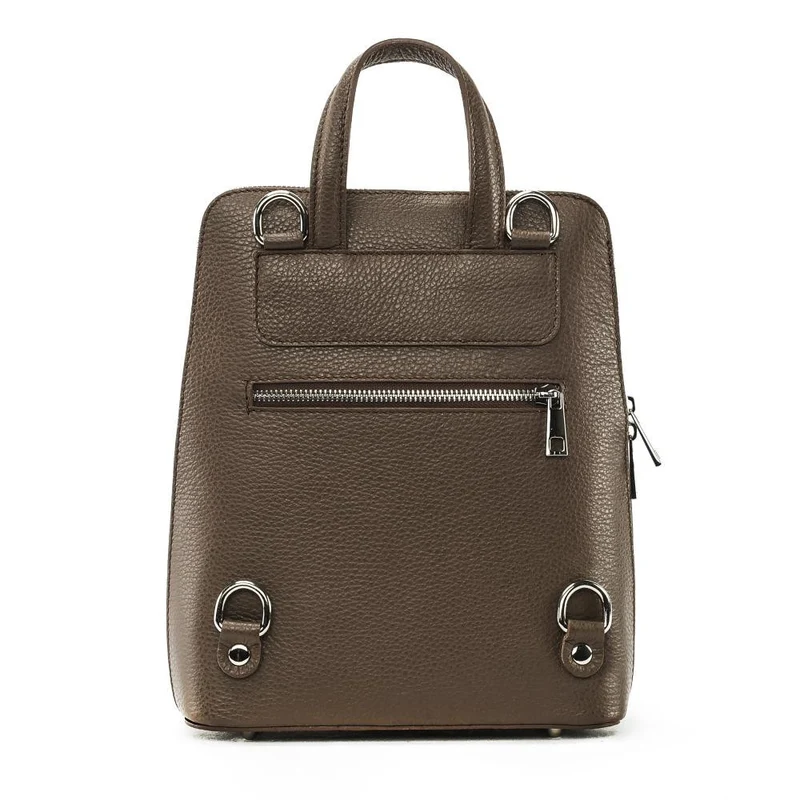 Sac à dos en cuir grainé HAILEY Taupe foncé